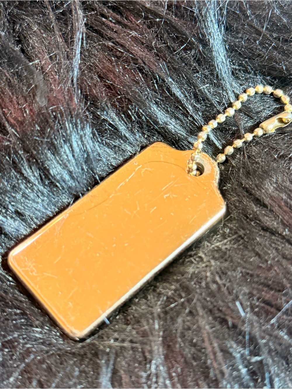 Coach Gold-Tone Rectangular Logo Dog Tag/Hang Tag